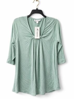 Oh! Mamma Sage Green V-Neck Gathered Front Top